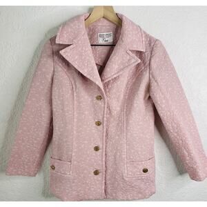 Vintage Sears Perma Prest 60’s Pink Polyester Floral Embossed Blazer Women’s 20’